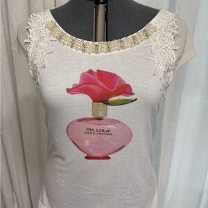 Marc Jacobs White Tee with Pink Perfume Graphic